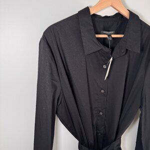 NWT 18 Banana Republic Pleated Midi Shirtdress, Black